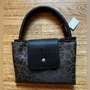 Chico’s Small Leo Roll Tote Bag Foldable Leopard NWT